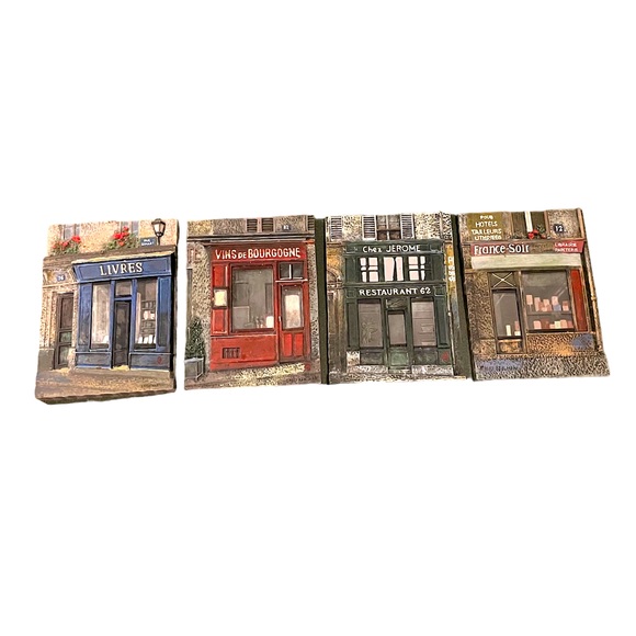 Chiu Tak Hak French Art 3d Wall Plaque store front Four Piece Set - Picture 1 of 7